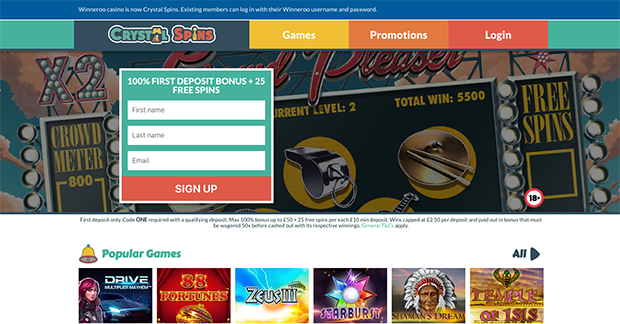 Winneroo Casino Re-Brands as CrystalSpins