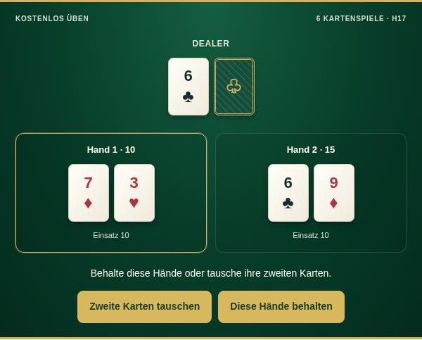 Blackjack Switch: Vorschau des Übungsspiels