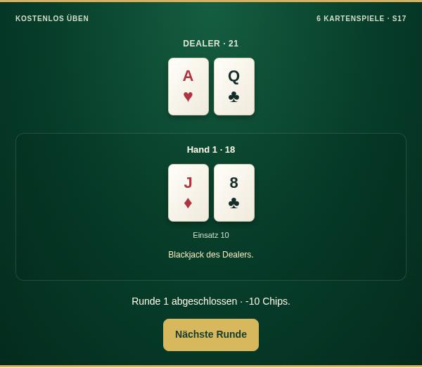 Mulligan 21: Vorschau des Übungsspiels