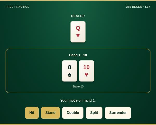 Caribbean 21 practice game screenshot