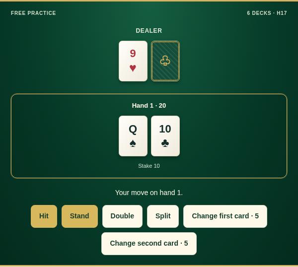 Change It 21 practice game screenshot