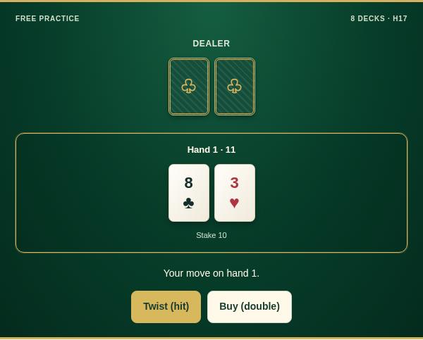 Pontoon practice game screenshot